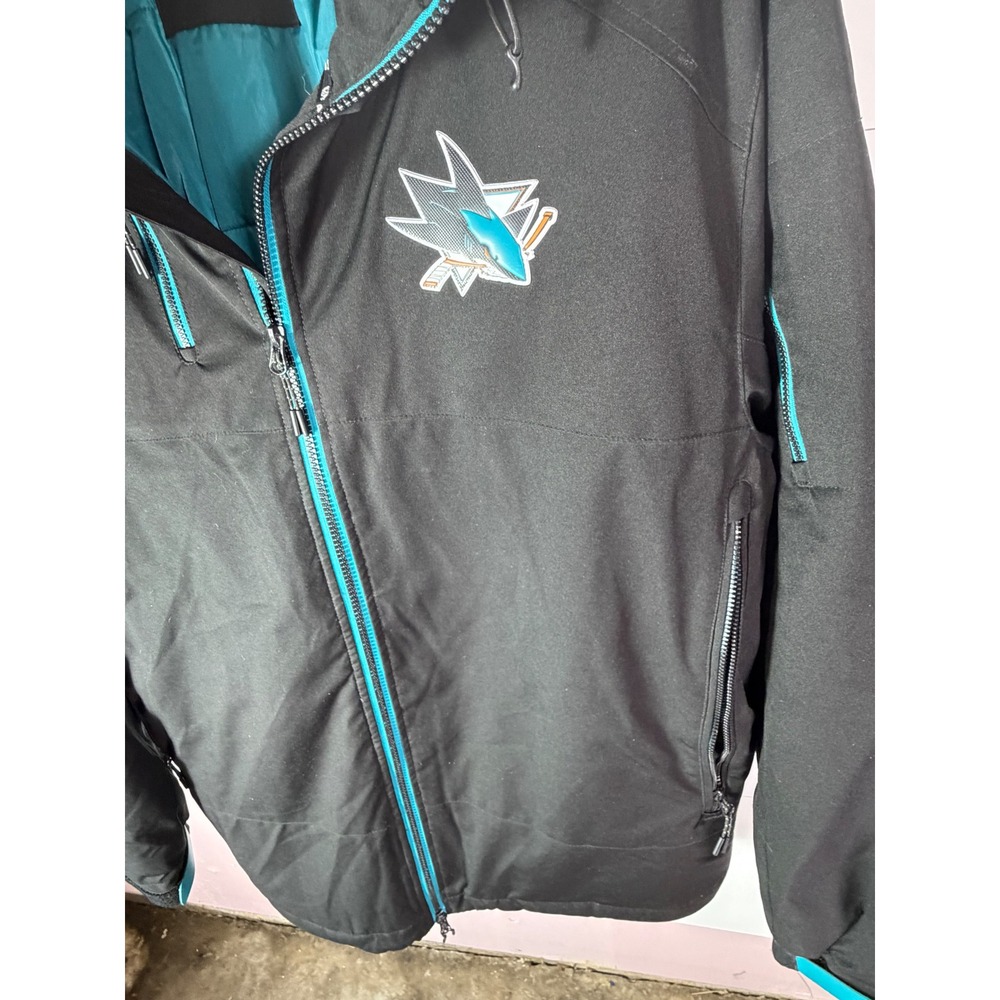 NHL San Jose Sharks Fanatics Authentic Pro Hooded Jacket Black Teal XL Mens - Picture 7 of 11